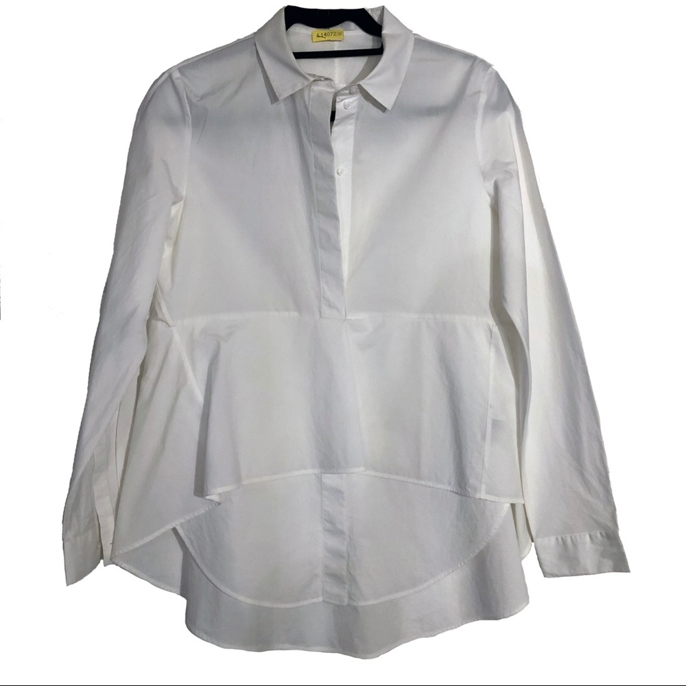 COS Crisp Cotton Peplum Popover White